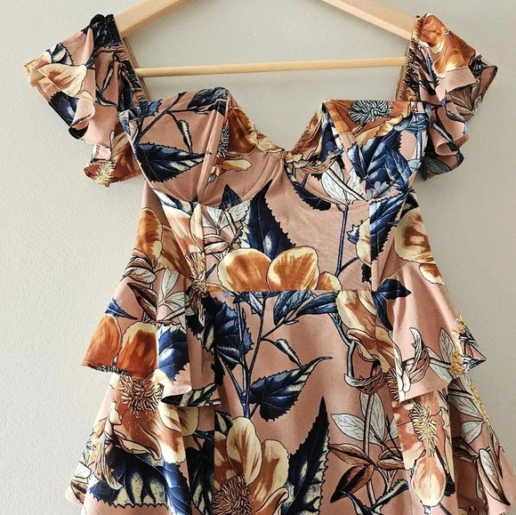 For Love And Lemons Flamenco Strapless Corset Floral Mini Dress Size Small. - Picture 7 of 16